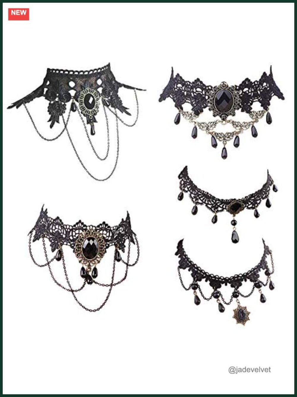 Goth Punk Lace Collar Choker Necklace Set Cosplay Wedding Jewelry